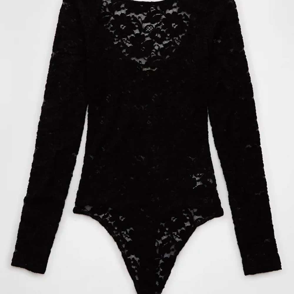 AE Long-Sleeve Low Back Lace Bodysuit